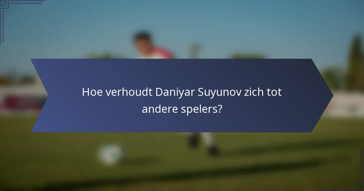 Hoe verhoudt Daniyar Suyunov zich tot andere spelers?
